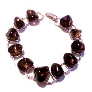 Vintage Tumbled Stone Link Silver Tone Bracelet